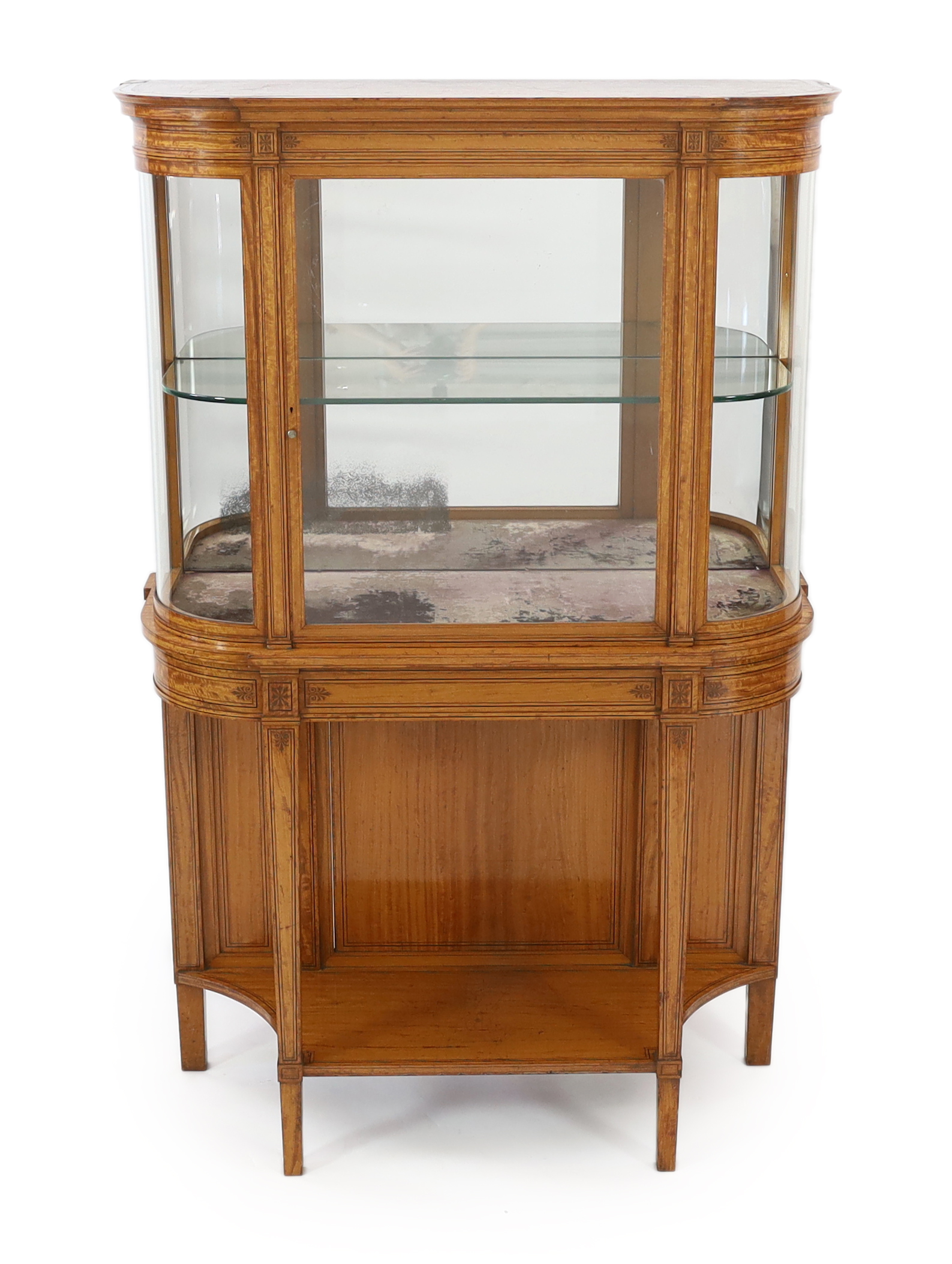 An Edwardian inlaid satinwood display cabinet